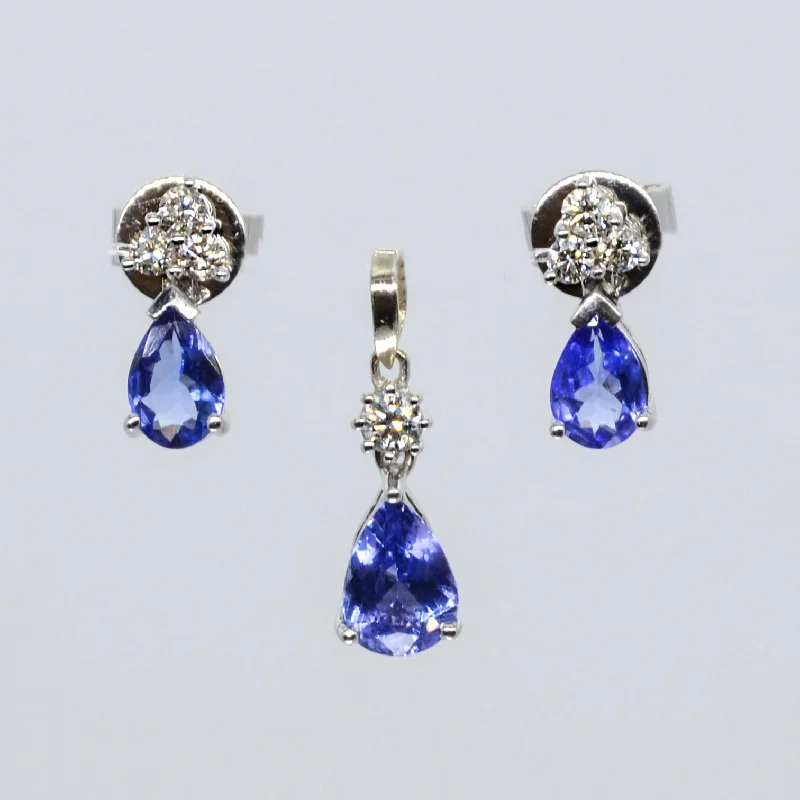 Women's bohemian rings-Tanzanite Earring & Pendant Suite | 0.22ctw, 1.19ctw |