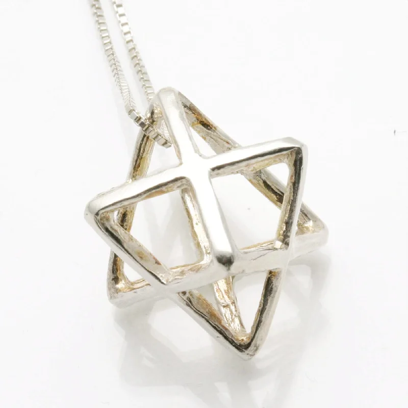 Women's sterling silver necklaces-Sterling Silver Jewish Star of David Merkava Necklace