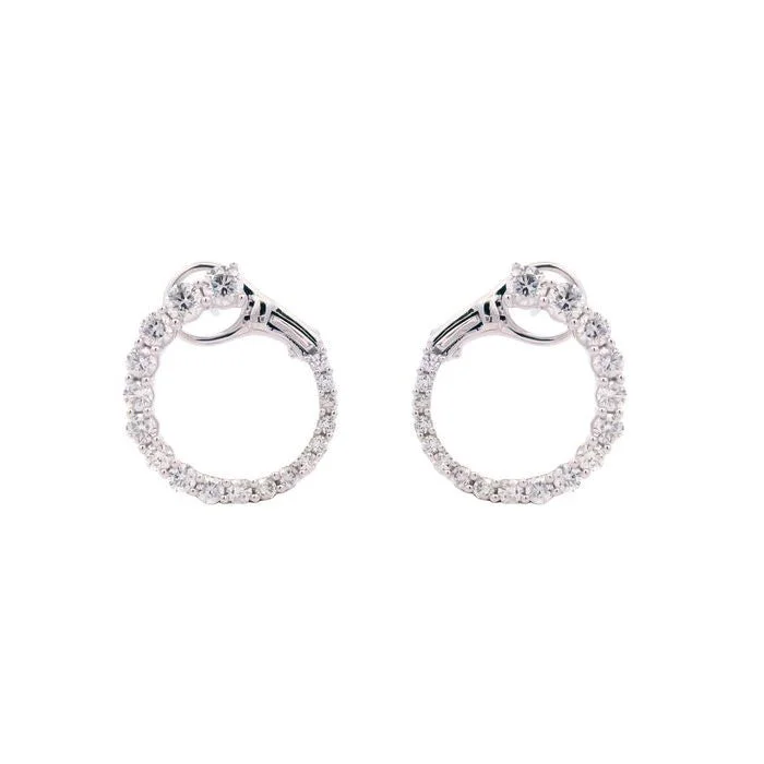 Women's exclusive earrings-Mountz Collection Diamond Open Circle Bypass Hoop Earrings in 14K White Gold