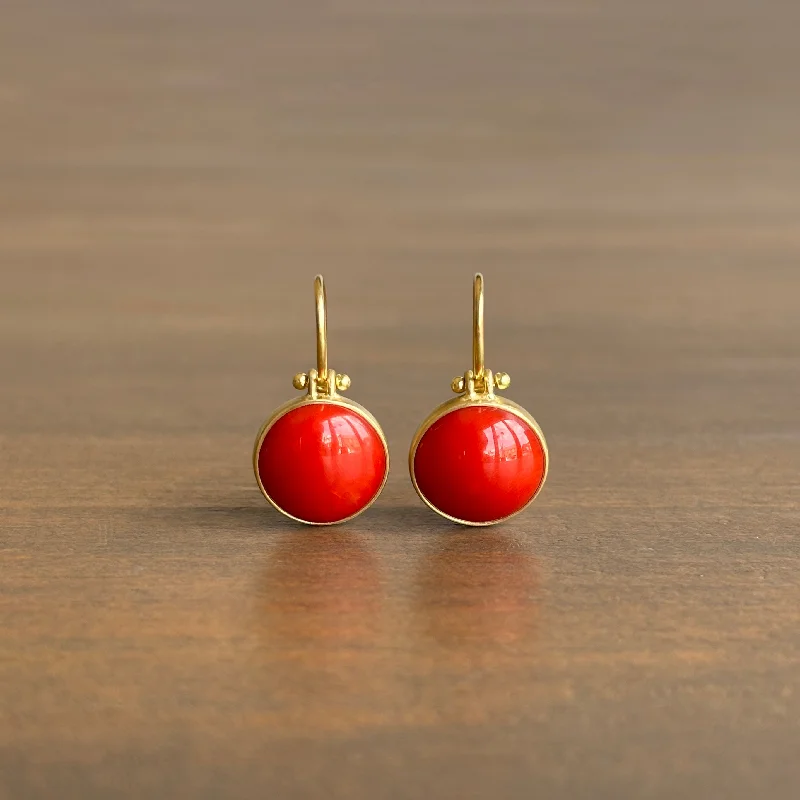 Women's modern design earrings-Round Coral Earrings