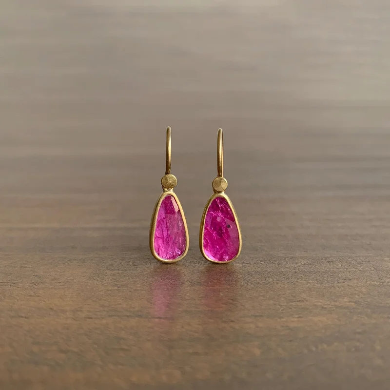 Women's silver-plated earrings-Ruby Droplet Earrings