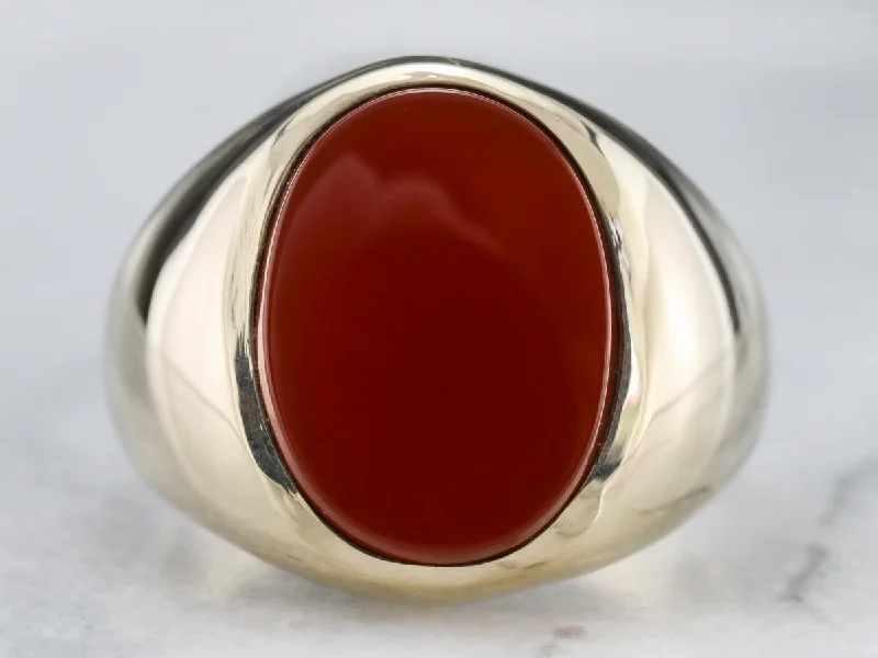 Affordable women's rings-Men's Mid Century Carnelian Ring