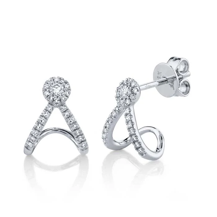 Women's crystal earrings-Shy Creation "Eden Collection" Diamond Earrings in 14K White Gold