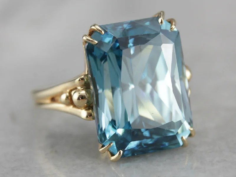 Women's investment rings-Our Finest Blue Zircon Gemstone, Collector's Quality Cocktail Ring