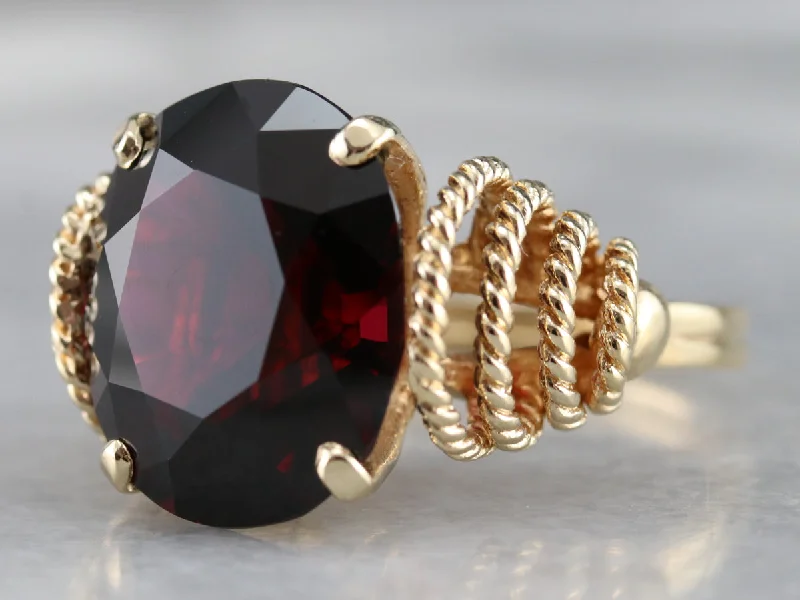 Women's wedding band rings-Vintage Pyrope Garnet Cocktail Ring