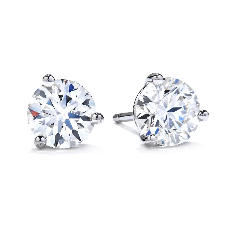 Women's fashion earrings-Mountz Collection Lab Grown Diamond Stud Earrings in 14K White Gold