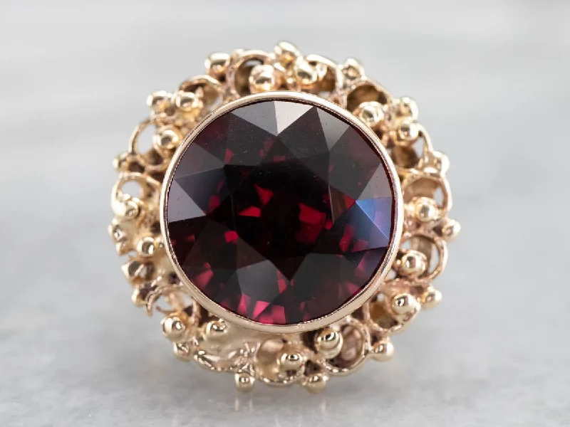 Women's luxury brand rings-Mid Century Rhodolite Garnet Ring