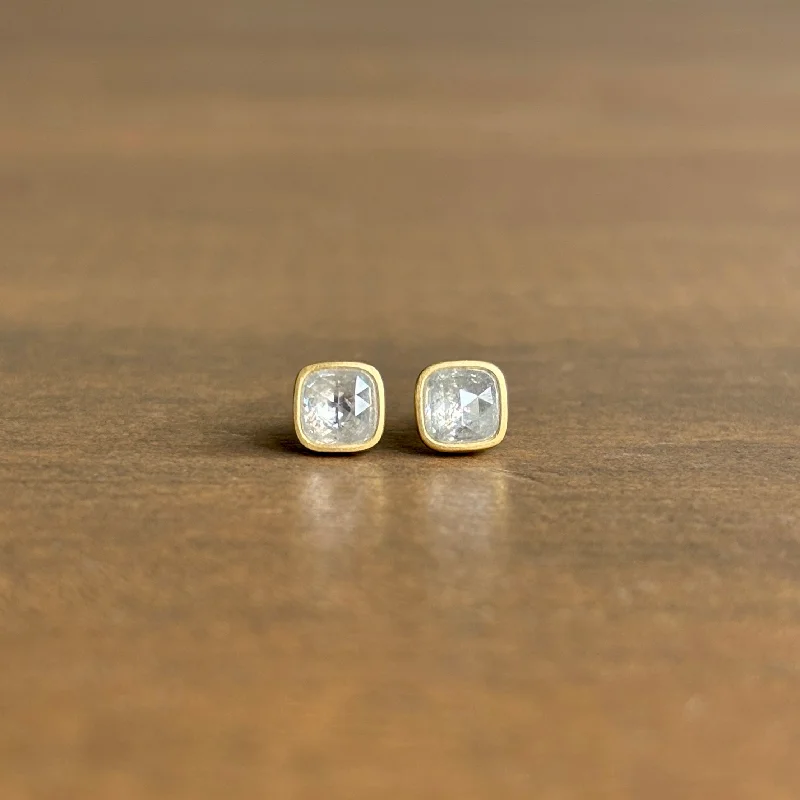 Affordable women's earrings-Small Icy Cushion Diamond Stud Earrings