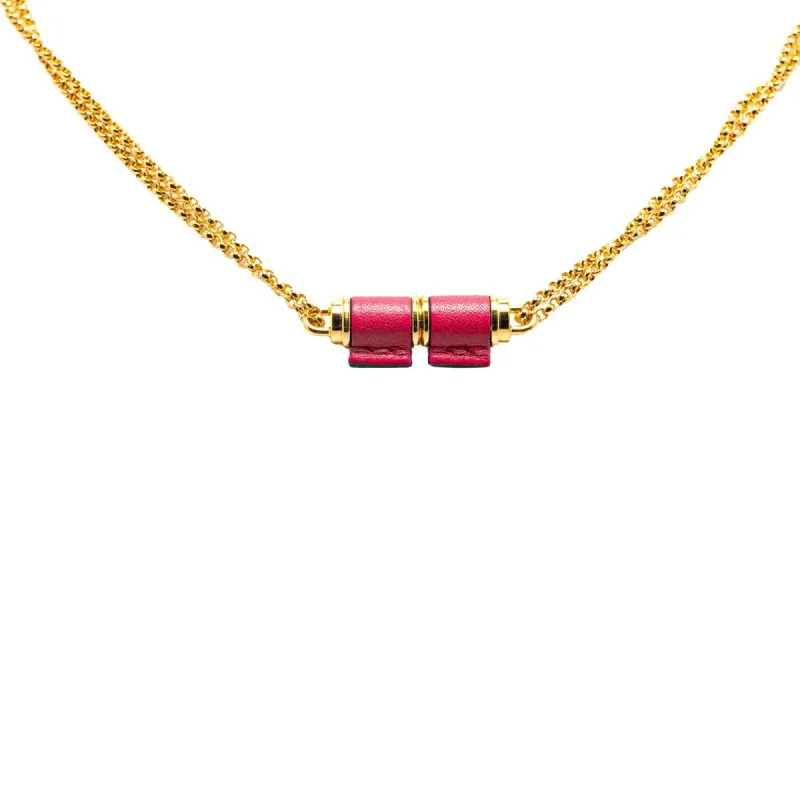 Women's spiritual necklaces-Hermes  pink  Plating Leather Necklace (Pre-Owned)