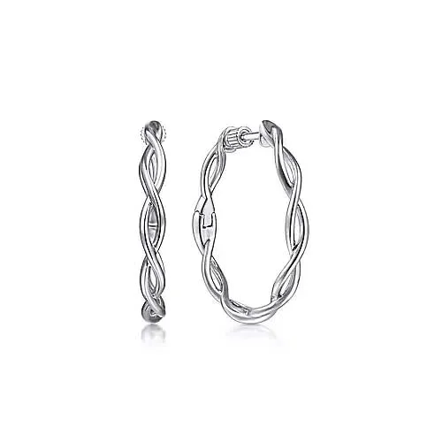 Luxury women's earrings-Gabriel & Co. 25MM Twisted Round Classic Hoop Earrings in Sterling Silver