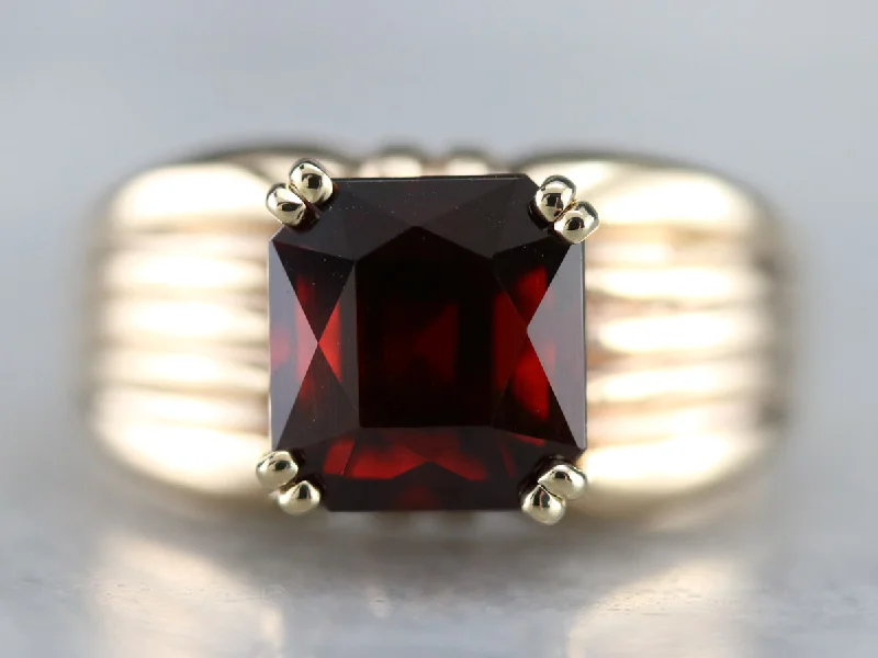 Women's heirloom rings-Garnet Gold Statement Ring