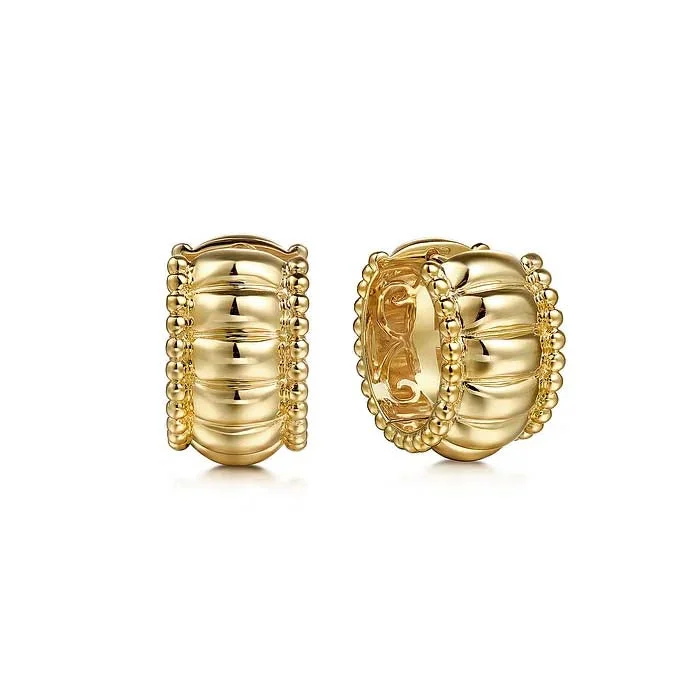 Women's wedding earrings-Gabriel & Co. Bujukan Huggie Earrings in 14K Yellow Gold