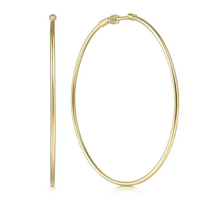 Women's pet memorial earrings-Gabriel & Co. 60mm Round Classic Hoop Earrings in 14K Yellow Gold