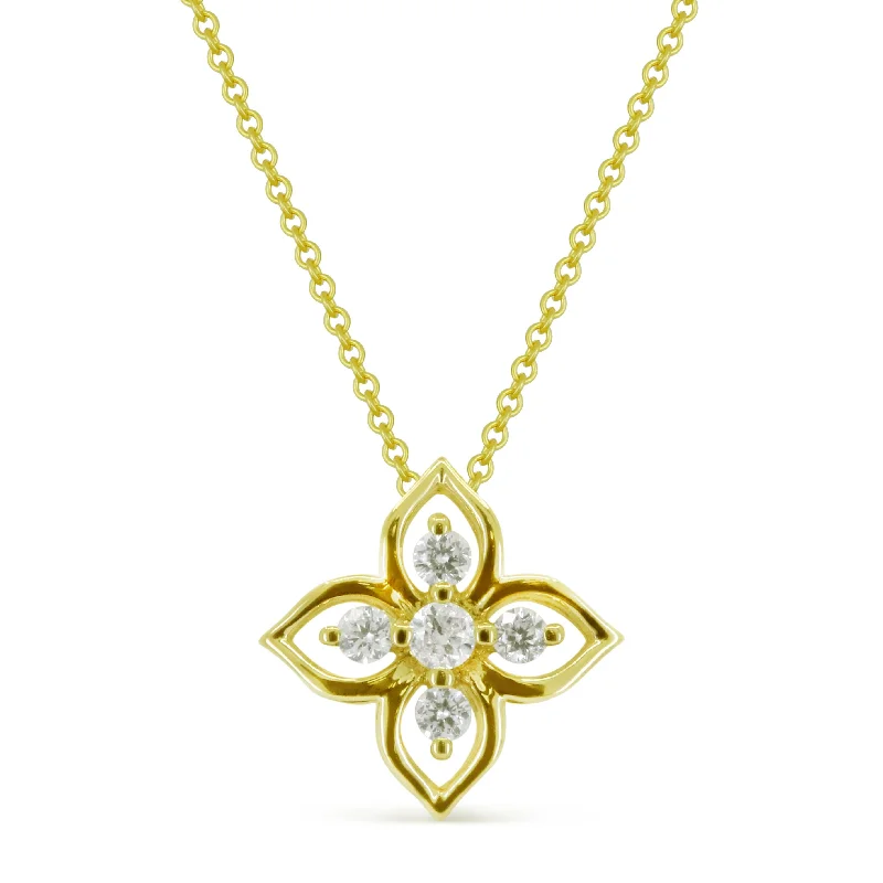 Modern women's necklaces-0.10Ct Diamond 16"pendant Necklace In 14K Yellow Gold