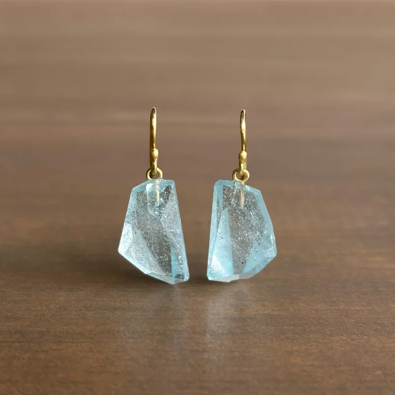 Affordable women's earrings-Tumbled Aquamarine Drop Earrings