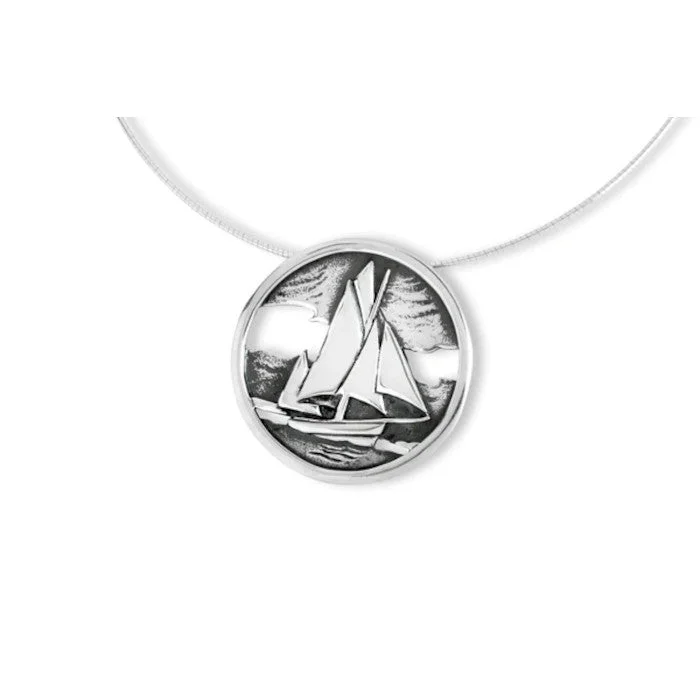 Women's luxury brand necklaces-Tall Ships Sterling Silver Large Necklace - 15149