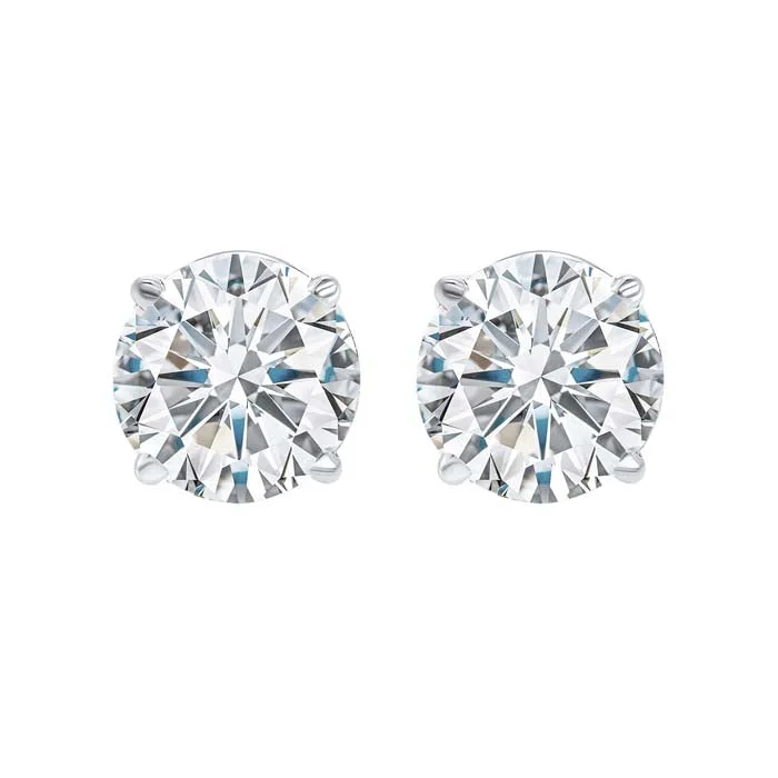 Women's fingerprint earrings-Mountz Collection 1.0CTW Round Diamond 4 Prong Stud Earrings in 14K White Gold