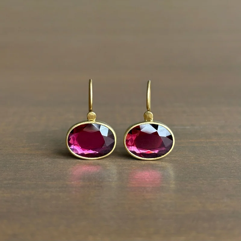 Designer women's earrings-Oval Garnet Sequin Earrings