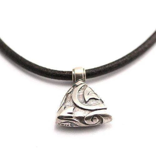 Women's sustainable necklaces-Silver & Leather Designer Necklace - EMP33L