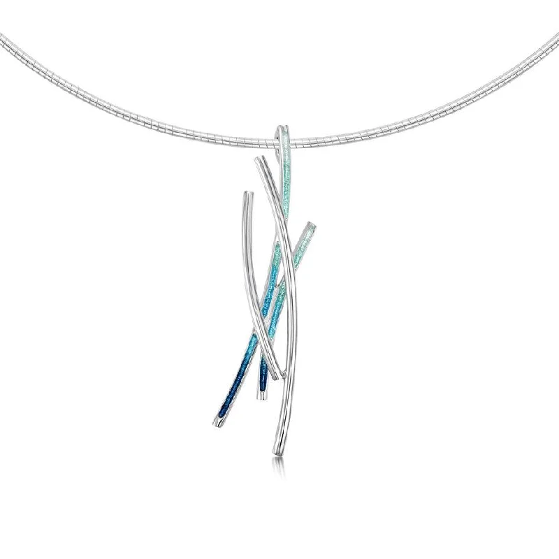 Women's limited edition necklaces-Wild Grasses Silver and Enamel Necklet - ENX186