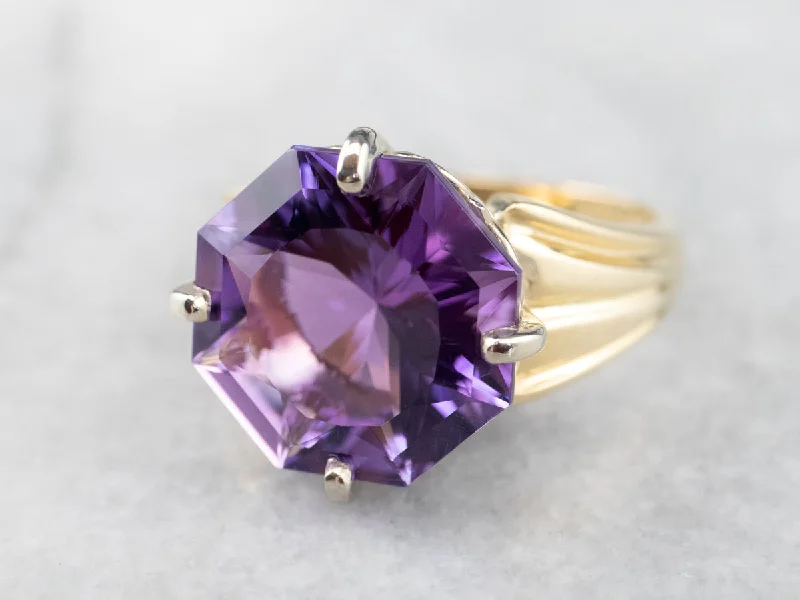 Women's limited edition rings-Fancy Cut Amethyst Cocktail Ring