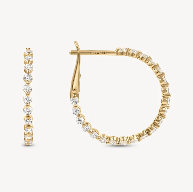 Women's limited edition earrings-Floating Diamond Hoops