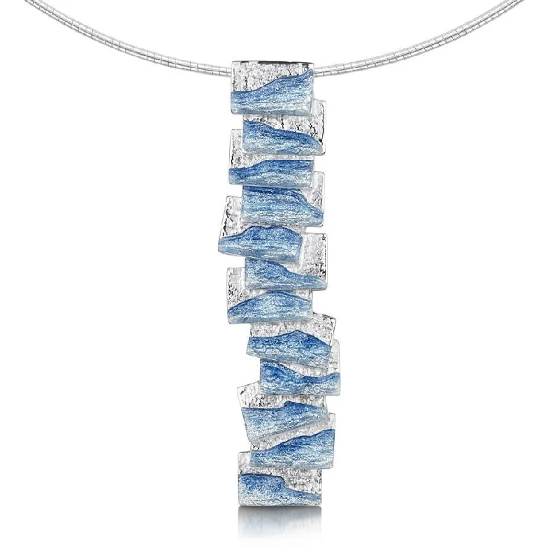 Minimalist women's necklaces-Sterling Silver & Enamel Flagstone Necklace - ENXX137