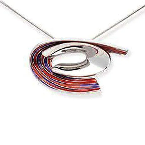 Women's pendant necklaces-Silver & Enamel Designer Necklace - GIR