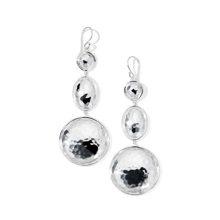 Women's family earrings-Ippolita Classico Large Hammered Triple Snowman Earrings in Sterling Silver