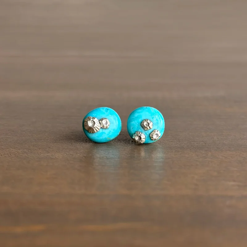 Women's star earrings-Turquoise Ruthie B. Stud Earrings with Barnacles