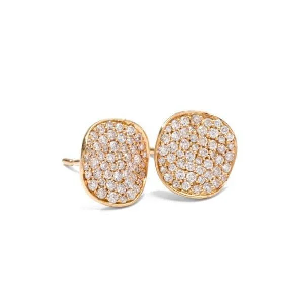 Women's gold-plated earrings-Ippolita Stardust Collection 18K Yellow Gold Diamond Pave Stud Earrings