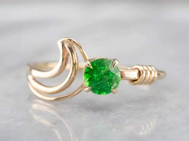 Women's symbolic rings-Modernist Green Garnet Ring