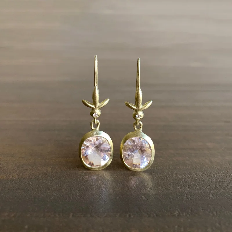 Trendy women's earrings-Morganite Amphora/Petite Fleur Earrings