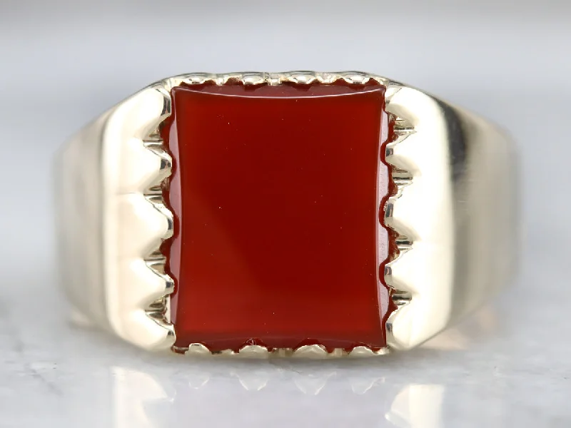 Women's crystal rings-Vintage Carnelian Men's Ring