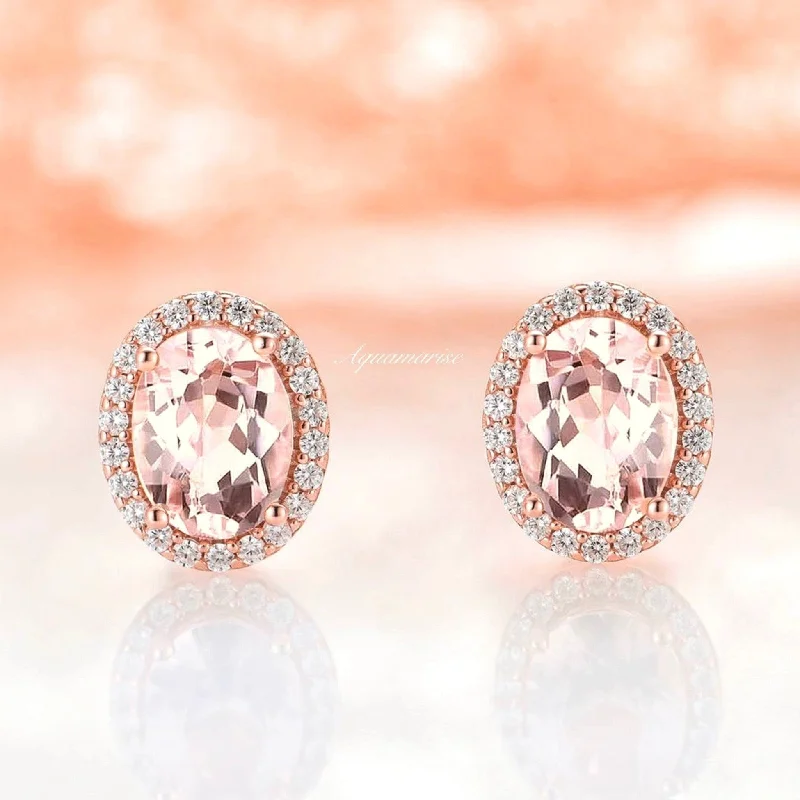 Women's graduation earrings-Iris Morganite Earrings- 14K Rose Gold Vermeil