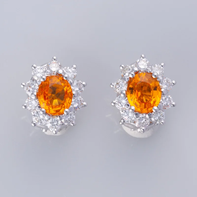 Luxury women's rings-18K White Gold Sapphire and Diamond Earring | 2.90ctw, 1.40ctw, 1.60ctw