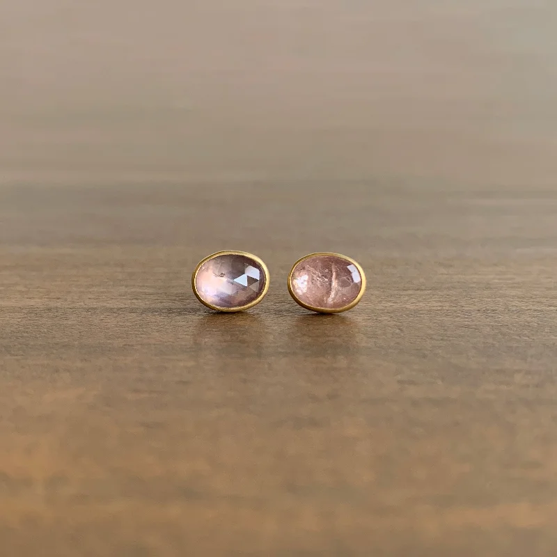 Luxury women's earrings-Oval Natural Pale Pink Umba Sapphire Stud Earrings