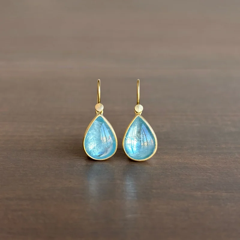 Women's custom engraving earrings-Aquamarine Drop Earrings