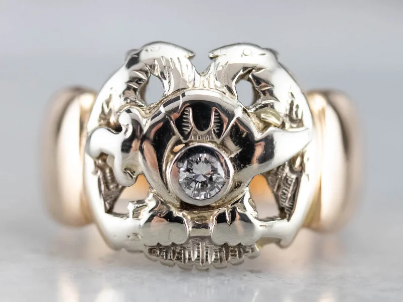 Women's star rings-Men's Vintage Diamond Shriner Ring