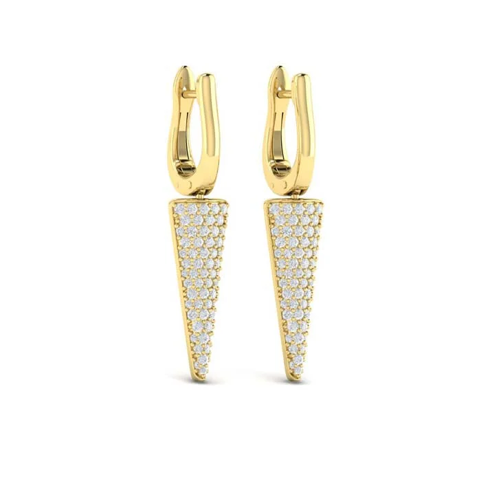 Women's charm earrings-Vlora Miravel Diamond Trinity Drop Huggie Earrings in 14K Yellow Gold