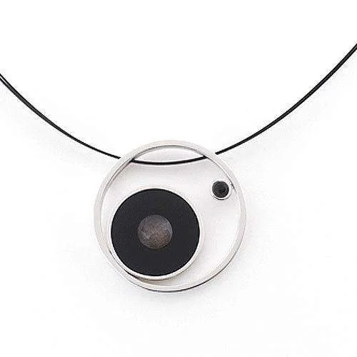 Women's zodiac necklaces-Silver & Enamel Designer Necklace - Moon