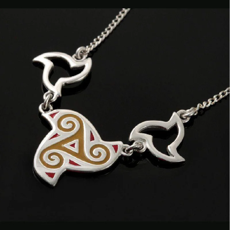 Custom women's necklaces-Sterling Silver Celtic Fire Necklace - CFP07-CF