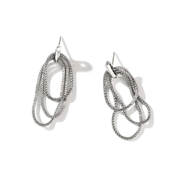 Women's moon phase earrings-John Hardy Classic Chain Link Drop Earrings in Sterling Silver