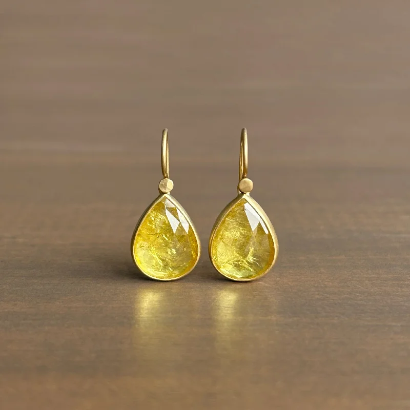 Women's sapphire earrings-Sunshine Yellow Tourmaline Drop Earrings