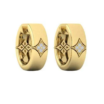 Women's gold-plated earrings-Vlora Estrella Diamond Cluster Star Huggie Earrings in 14K Yellow Gold