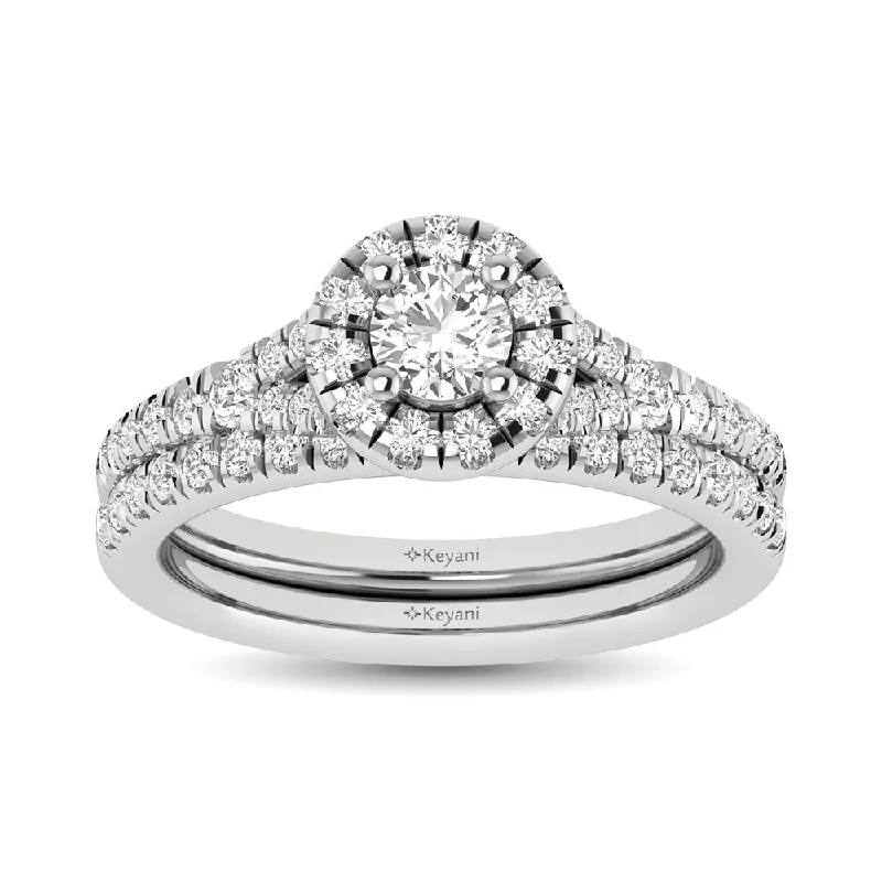 Women's crystal rings-14KT White Gold 1Ct.Tw. Diamond keyani Bridal Ring