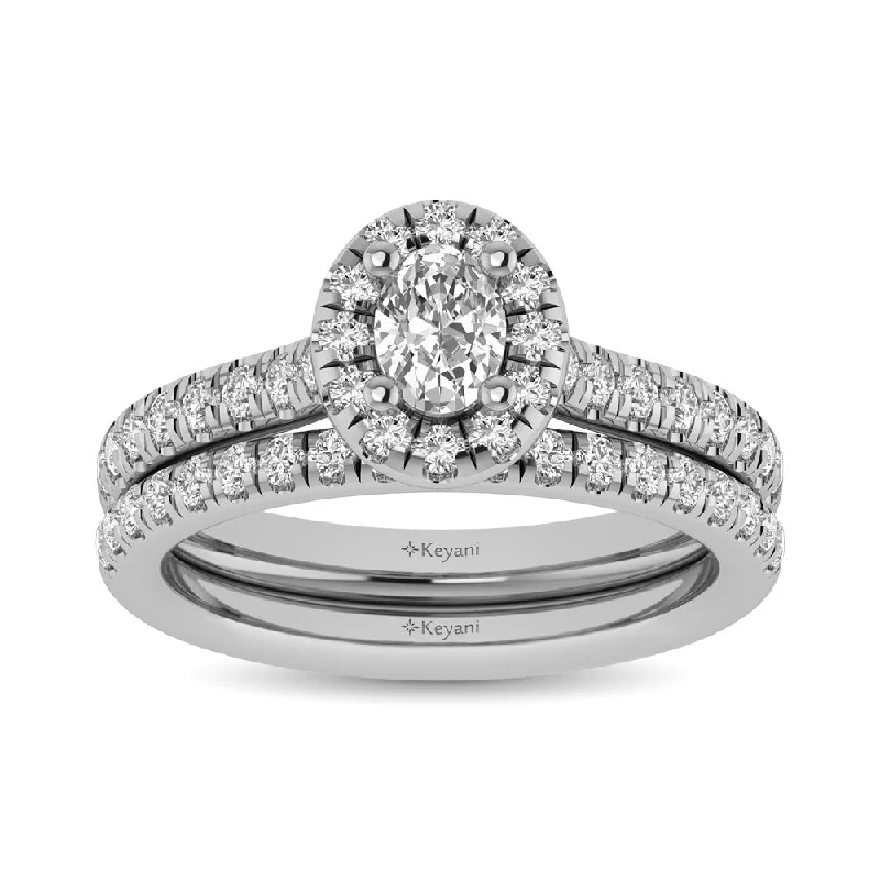 Affordable women's rings-14KT White Gold 1Ct.Tw. Diamond keyani Bridal Ring