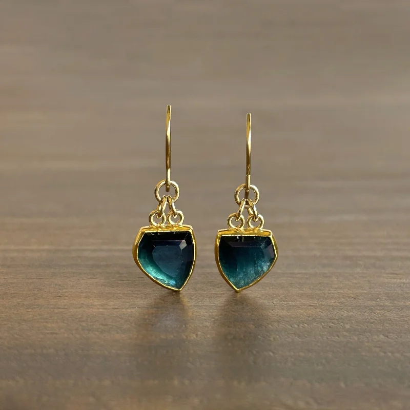 Women's threader earrings-Blue Tourmaline Earrings