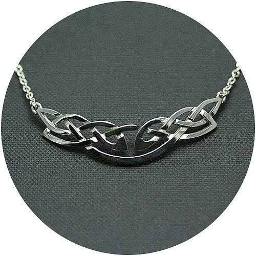 Women's gemstone necklaces-Silver Celtic Necklace - C37