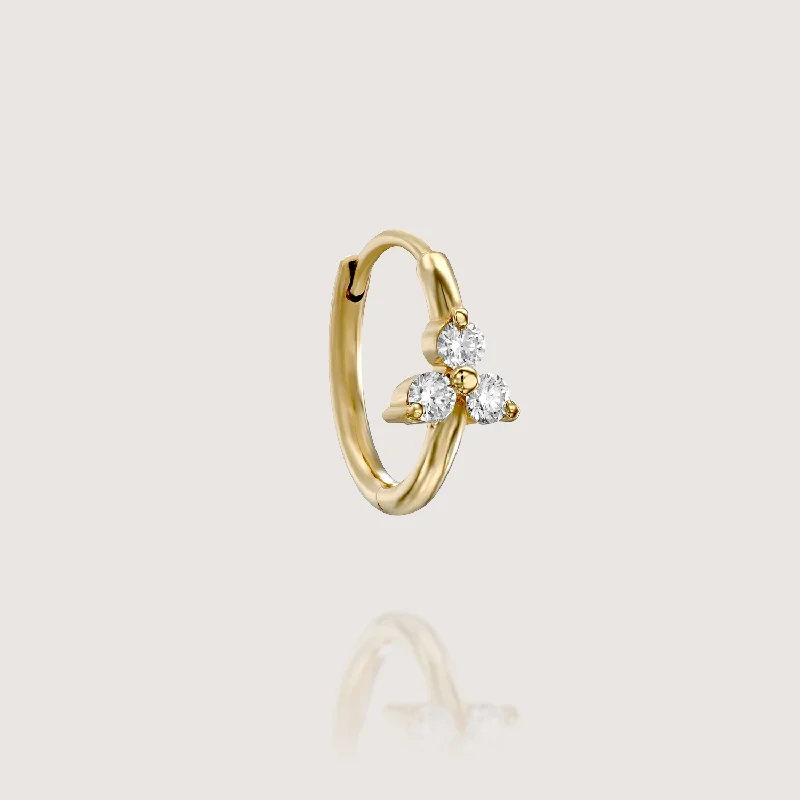 Women's personalized rings-Grace Hoop Gold Earring with White Diamonds